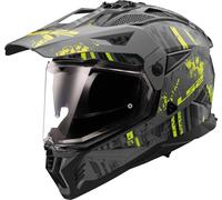 LS2 MX702 Pioneer II Crazy Casque de motocross, gris-jaune, taille XS pour homme