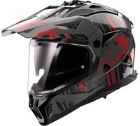 LS2 MX702 Pioneer II Crazy Casque de motocross, Noir/Gris/Rouge, Taille XL (61/62)