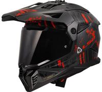LS2 Helmets – Casque moto cross Pioneer II Crazy – mat noir et rouge – XL