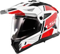 LS2 MX702 Pioneer II Hill Casque de motocross, blanc-rouge, taille L pour homme