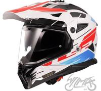 LS2 MX702 Pioneer II Namib casque de motocross, blanc/bleu/rouge, M (57/58)