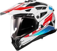 LS2 MX702 Pioneer II Namib casque de motocross, blanc/bleu/rouge, S (55/56)