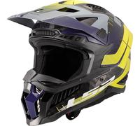 LS2 MX703 X-Force Galuo Carbon Casque de motocross, jaune/gris, Taille M (57/58)