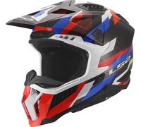 LS2 MX703 X-Force Phantom Casque de motocross, blanc-rouge-bleu, taille L pour homme