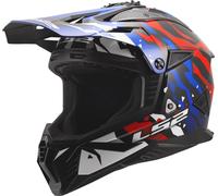 LS2 MX708 Fast II Grotesk Casque de motocross, blanc-rouge-bleu, taille 3XL pour homme