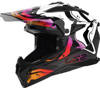 LS2 MX708 Fast II Wash Casque de motocross, noir-blanc-rouge, taille S