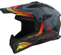 LS2 MX708 Fast II Wash Casque de motocross, Noir/Gris/Orange, Taille XS (53/54)