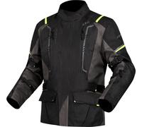 LS2 Narvik imperméable dames moto textile veste, noir/gris/jaune fluo, Taille XS