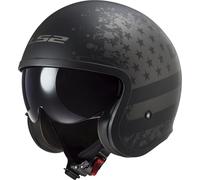 LS2 OF599 Spitfire II Black Flag Casque Jet, Schwarz Matt/Titan, M (57/58)