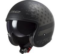 LS2 OF599 Spitfire II Black Flag Casque Jet, Schwarz Matt/Titan, XL (61/62)