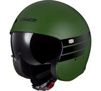 LS2 OF599 Spitfire II Retro, casque à réaction XL Mat Vert Foncé/Noir Mat Vert Foncé/Noir
