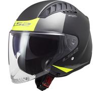 LS2, Casque Moto Jet Copter II Urbane Matt Black H-V Yellow, XL