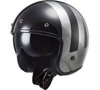 LS2 OF601 Bob II Lines, casque à réaction S Noir/Argent/Gris Noir/Argent/Gris