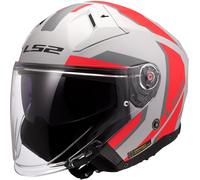 LS2 Helmets Casque moto jet OF603 Infinity II Focus Gris/Rouge XL