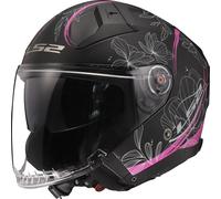 LS2 OF603 Infinity II Lotus Casque Jet, noir/rose, Taille XL (61/62)