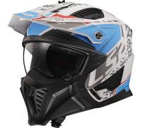 LS2 OF606 Drifter Devor Casque d’essai, Blanc mat/bleu, Taille XXL (63/64)