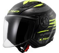 LS2 OF616 Airflow II Brush, casque à réaction S Noir/Jaune Néon/Gris Noir/Jaune Néon/Gris