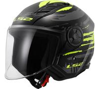 LS2 OF616 Airflow II Brush Black H-V Yellow Jet Helmet