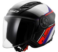 LS2, Casque Moto Jet Airflow II Rush White Blue Red, XXXL