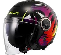 LS2 OF620 Classy Palm, casque à réaction XXL Noir/Orange/Jaune/Fuchsia Noir/Orange/Jaune/Fuchsia