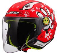 LS2 Helmets Casque jet OF622 Funny II Paws Junior Rouge M Enfants