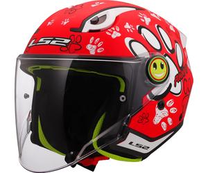 LS2 OF622 Funny II Paws Casque jet pour enfants, Red Matt, Taille Y/M (49/50)
