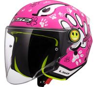 LS2 OF622 Funny II Paws, Casque ouvert pour enfants S Fuchsia/Blanc/Noir Fuchsia/Blanc/Noir