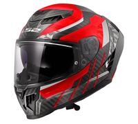 LS2 OF807 DRAGON CARBON TRAX Integralhelm schwarz-rot XS