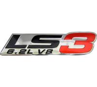 LS3 6.2L V8 Red Engine Emblem Badge Nameplate Highly Polished Aluminum Chrome Silver for GM General Motors Performance Chevy Chevrolet Corvette C6 ZR1 Camaro SS RS Pontiac G8 GXP Holden Vauxhall VXR8