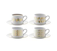 LSA International Chevron Tasse à Thé & Soucoupe 250ml Or Assorties x 4