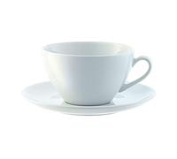 LSA International Dine Tasse à cappuccino et soucoupe incurvé, 0,35 l Blanc (Lot de 4)