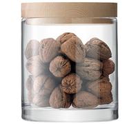 LSA International Lotta LW19 Récipient en verre soufflé à la bouche et fait main avec couvercle en frêne Transparent 19 cm