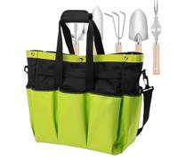 Lsa Organiseur pour outils de jardin avec 8 poches, Lsa de rangement réutilisable multifonction pour outils de jardin avec poignées et sangles élastiques, cadeau