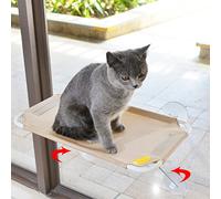LSAIFATER All Around Sunbath and Lower Support de sécurité en Fer pour Chat - Hamac de fenêtre pour Chat - Siège de fenêtre pour Tous Les Chats (M, doré)