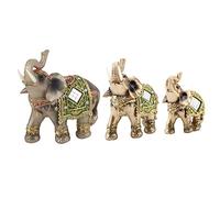 LSAR Statue D'éléphant, Figurine D'éléphant Chanceux, Statue D'éléphant en Polyrésine Verte, Figurine D'éléphant Chanceux de Richesse, Statue en Résine D'éléphant