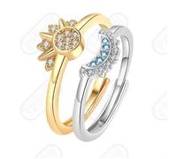 LSC Ensemble de bague 2PCS astronomique de lune de soleil bague de lune soleil étincelante promesse d'amitié paire de bande anneaux 1