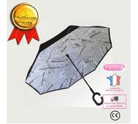 LSC® Parapluie double couche renversée poignée courbée voyage voiture toutes saisons coupe vent pliant 8 cotes canne mains livres