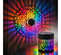 Lscsdf Lampe solaire murale avec projection de mandala à sept couleurs changeantes, lampes solaires mandala, lampes de clôture en métal étanches pour patio, jardin, poteau, terrasse