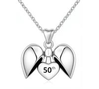 LSDesigns 50e bon anniversaire Coeur d'amour Collier avec Pendentif et chaîne en Argent Sterling 925 - Cadeau pour sa Maman, Nan, Nana, sœur, épouse, Femme
