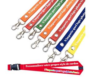 LSDINDF Cordons Tour de Cou Personnalisé, Lanière de Porte Badge, Carte d'identification Cordon de Cou, Ajoutez Un nom, Un Logo ou Un Texte - pour événement, Entreprise, Groupe.