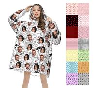 LSDINDF Couverture à Capuche personnalisée, Couverture avec Manches, conçues avec Votre Propre Photo de Visage, Poncho en Flanelle à Capuche Confortable pour Adultes Hommes et Femmes