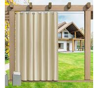 LSDINDF Rideaux d'Extérieur, Rideau Extérieur Imperméable et Occultant - 1 Pièce, Protection Solaire et Thermique avec Oeillets, Brise-Vue pour Pergola, Terrasse - 177L × 259Hcm