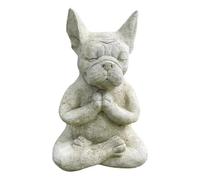 LSDZHK Statue de bouledogue en méditation, sculpture de bouledogue français assis en résine, statue de chien, figurine de yoga, décoration pour animaux de compagnie