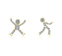 LSE262 Boucles d'oreilles à tige en argent sterling S925 avec oxyde de zirconium plaqué or pour professeur de danse