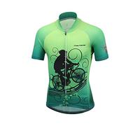 LSERVER Maillot de Cyclisme Manches Courtes pour Enfant, équitation vert, L (Convient à 9-10 ans)