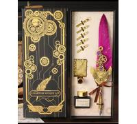 LSFCHYBY Quill Plume et encre, kit de calligraphie, kit de calligraphie comprenant un stylo à plume antique, 5 plumes, 1 flacon d'encre, porte-stylo pour débutants, cadeau d'anniversaire (violet)
