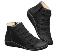 LSFYYDS Bottines plates à femme - Fermeture éclair - Antidérapantes - Pour l'hiver(Noir, Adulte, Femme, 42, Numérique, Système Taille Chaussures EU, Moyen)