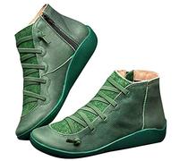 LSFYYDS Bottines plates à femme - Fermeture éclair - Antidérapantes - Pour l'hiver(Vert, Adulte, Femme, 38, Numérique, Système Taille Chaussures EU, Moyen)