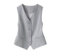 LSFYYDS Gilet de costume pour femmes, Slim - fit V - neck smoking Vest, gilet de costume, gilet de robe vintage, gilet de costume décontracté, top d'été,Gris,L
