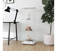 LSFYYDS Vitrine d'exposition en verre à 3 étages, 125,2 × 42,4 × 36,3 cm, moderne avec 1 portes et serrures, vitrine pour magasin et collection (blanc, 3 étages 1 porte)
